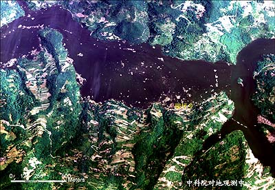 对地观测中心获得湔江水路航空遥感变化数据