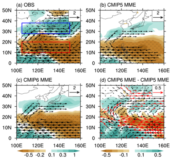 CMIP5和CMIP6模式对东亚夏季风气候态与年际变率模拟的比较研究获进展
