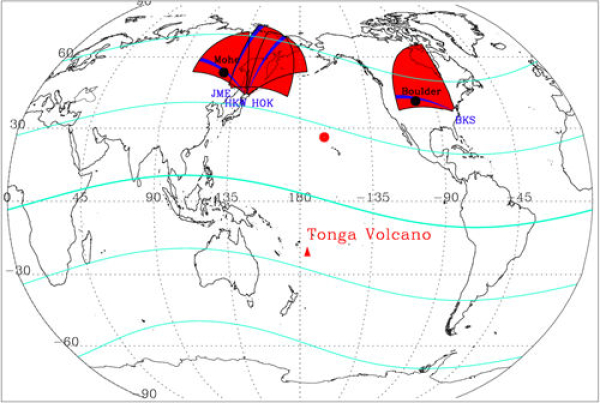 空间中心利用高频雷达观测到汤加火山爆发引起电离层剧烈震荡