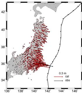 测地所利用GPS位移反演日本Mw 9.0仙台地震