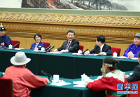 习近平参加十三届全国人大一次会议内蒙古代表团的审议